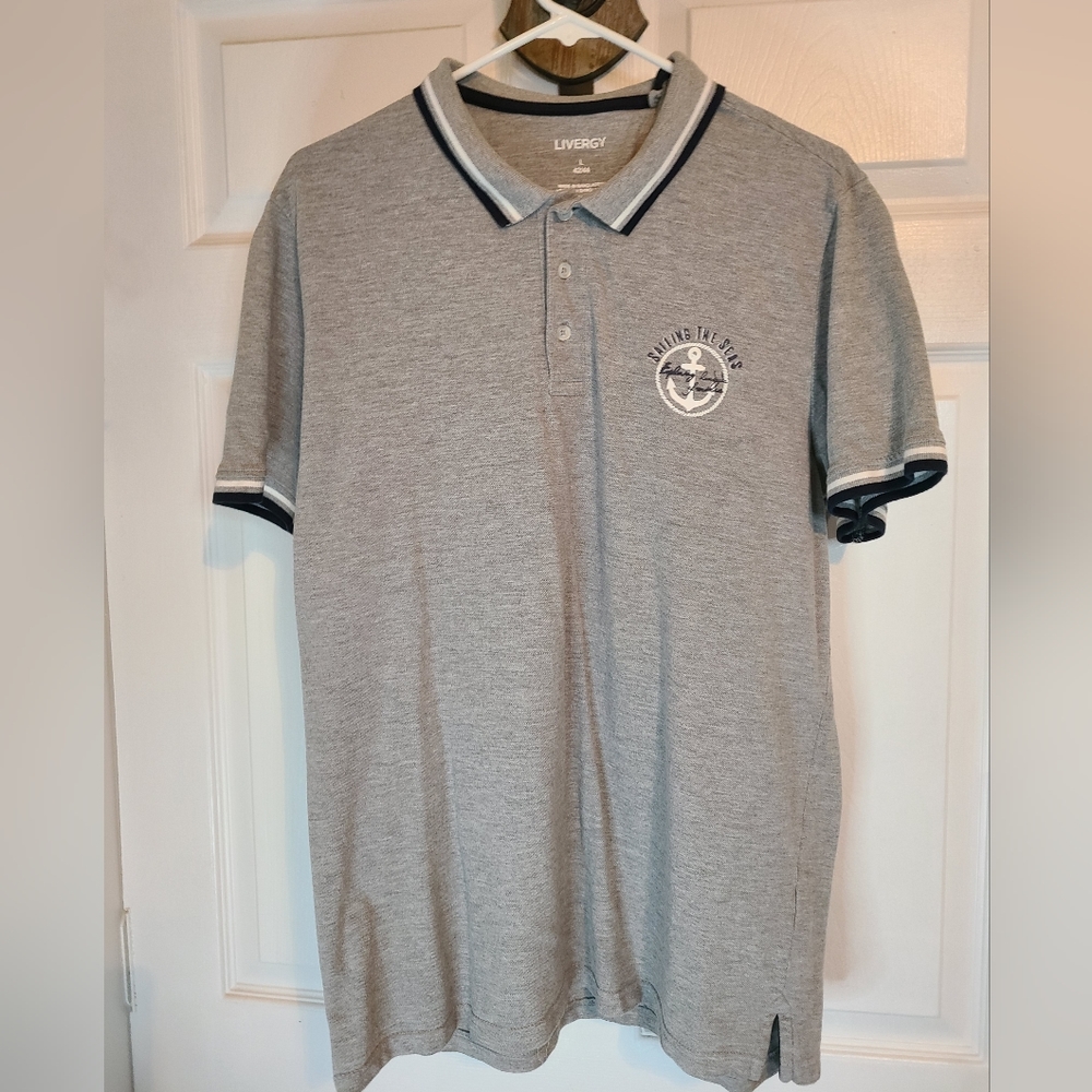 Livergy Men's Classic Short Sleeve Polo Shirt,  Size: Large Color: Grey